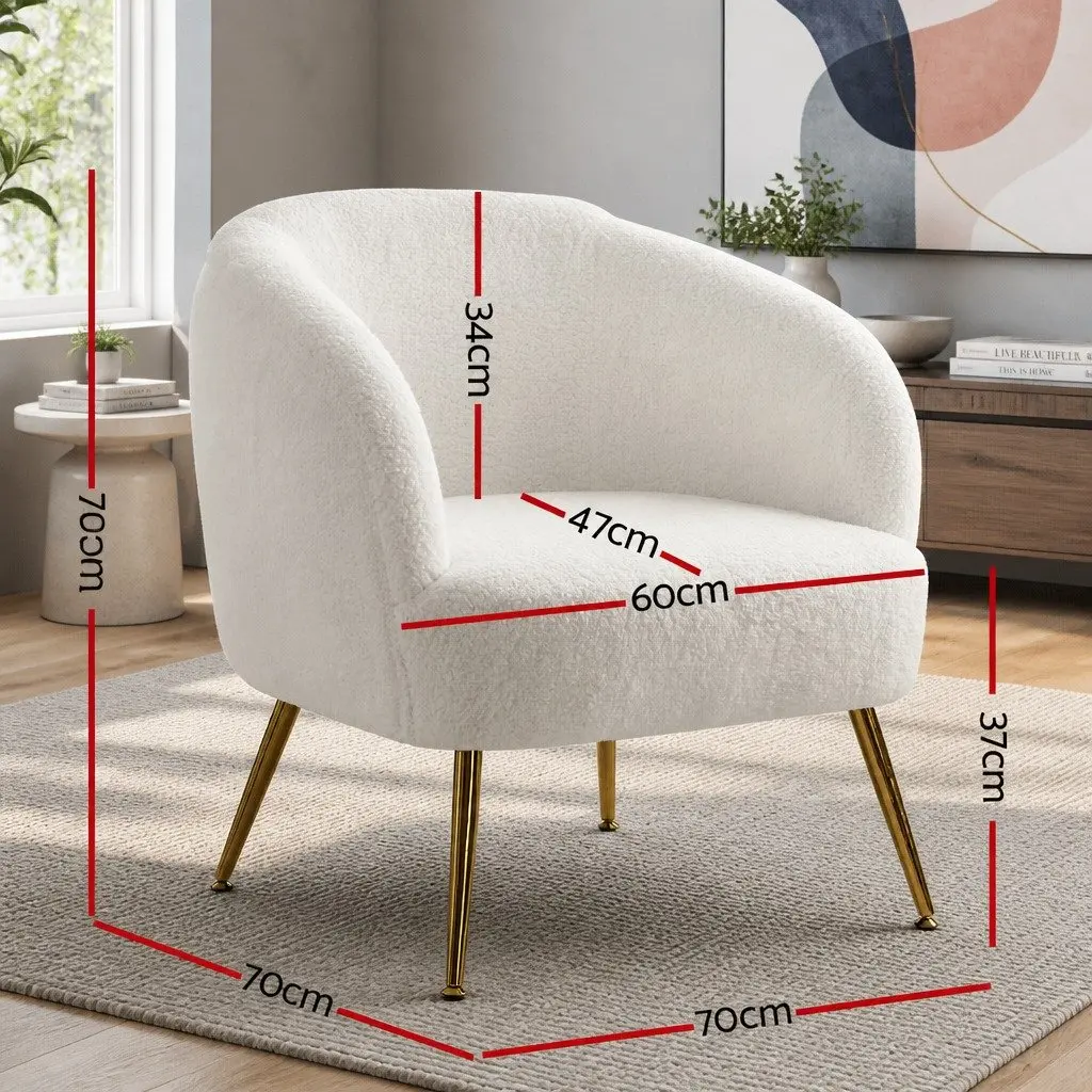 Armchair Lounge Chair Accent Sherpa Boucle White Relaxation Seat Winged Backrest