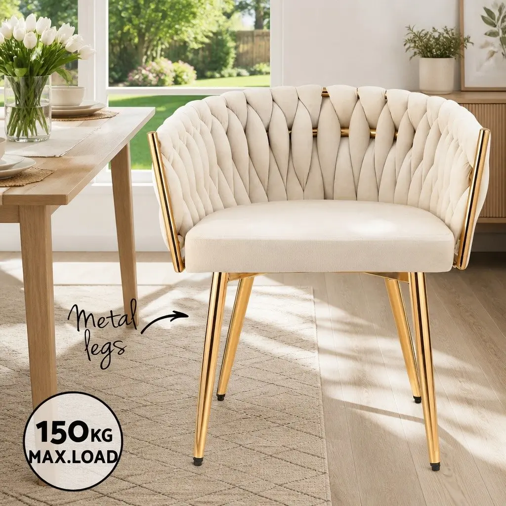 Dining Chairs Velvet Armchair Beige 2 Piece