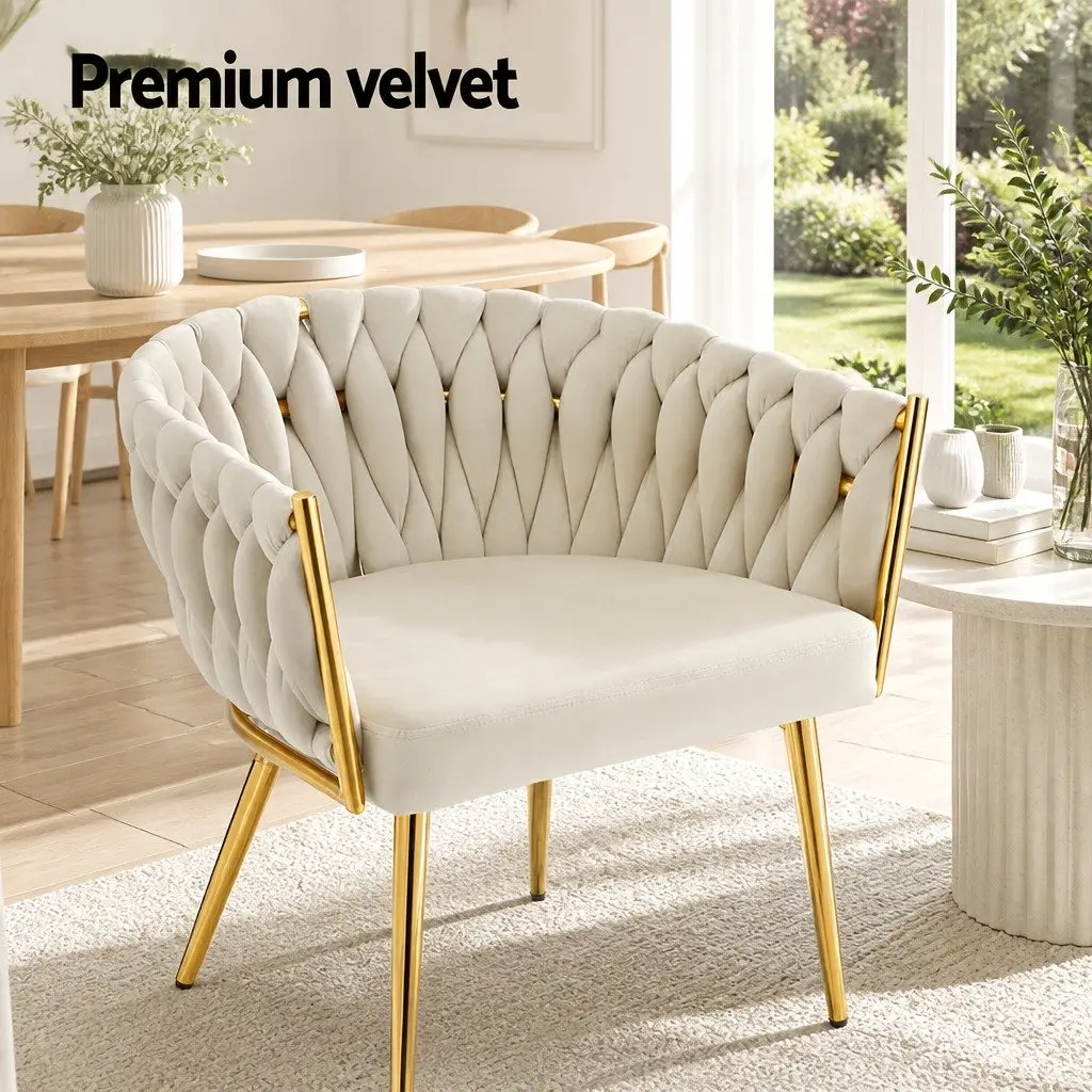 Dining Chairs Velvet Armchair Beige 2 Piece
