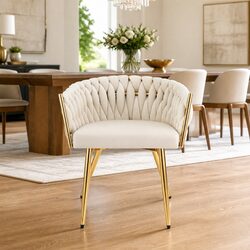 Your Friendly Beige Velvet Armchair for Dining