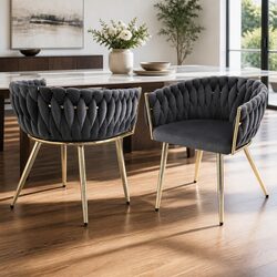 Friendly Grey Velvet Armchair Set of 2