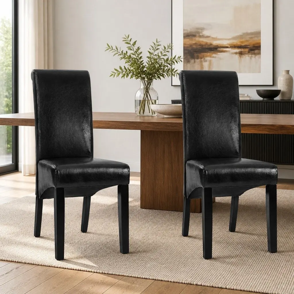 Dining Chairs Upholstered Black Set of 2