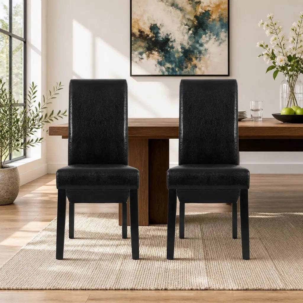 Dining Chairs Upholstered Black Set of 2