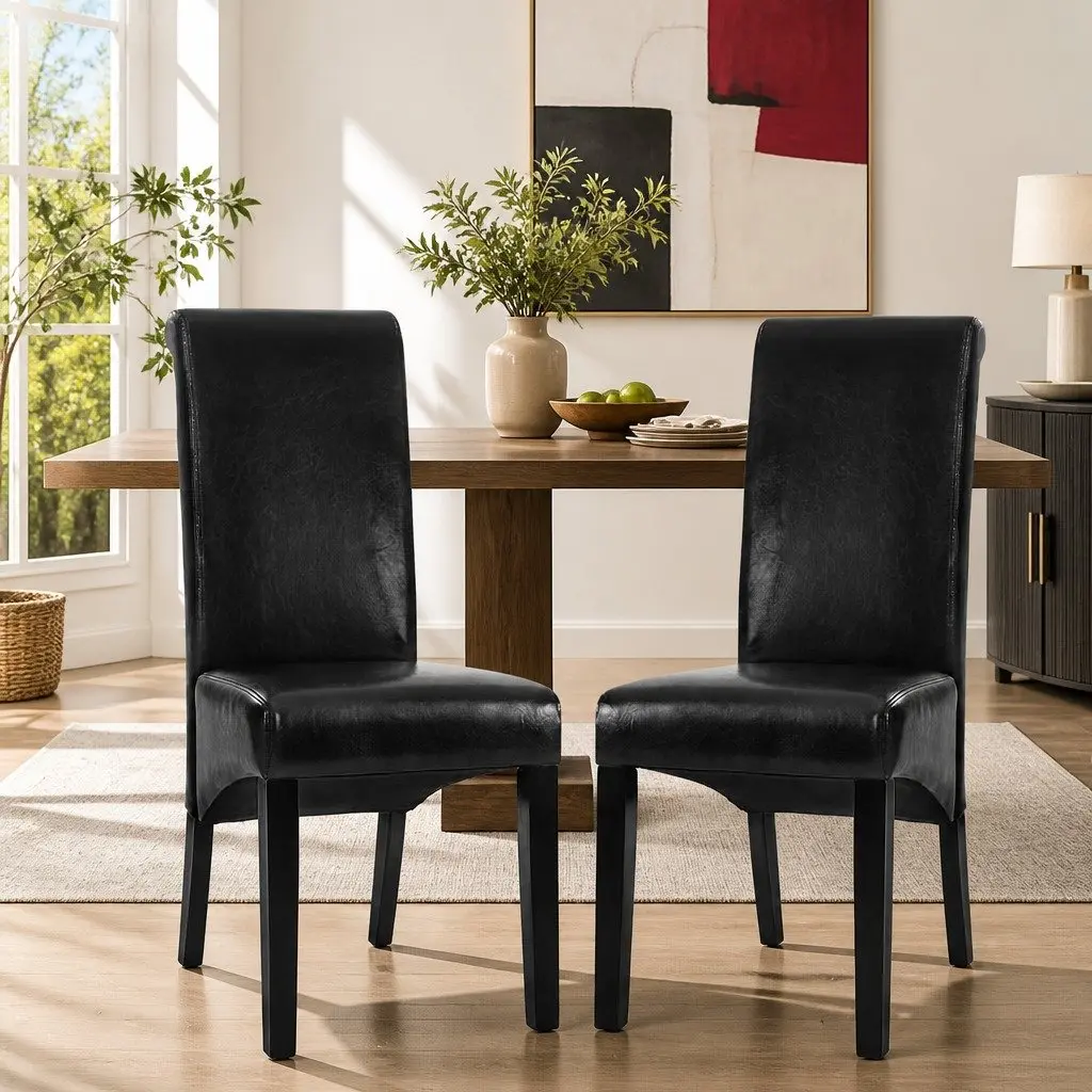 Dining Chairs Upholstered Black Set of 2