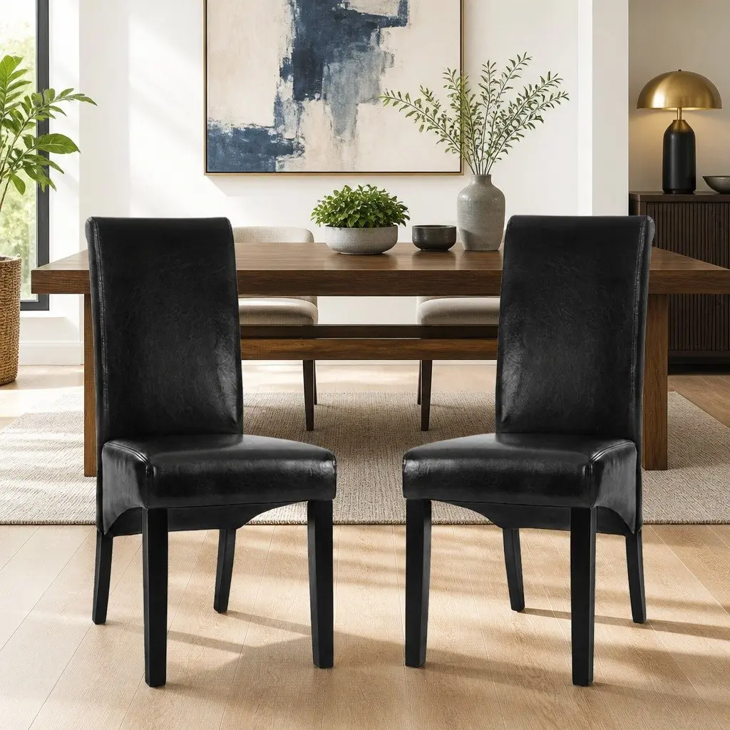 Dining Chairs Upholstered Black Set of 2