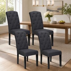 Elevate Your Dining with Grey Linen Chairs Set of 4