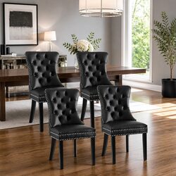 Friendly Set of 4 Black Dining Chairs with Comfort Design