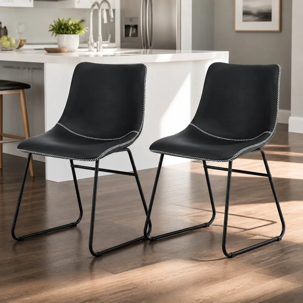 Black Retro Dining Chairs for Comfort x2