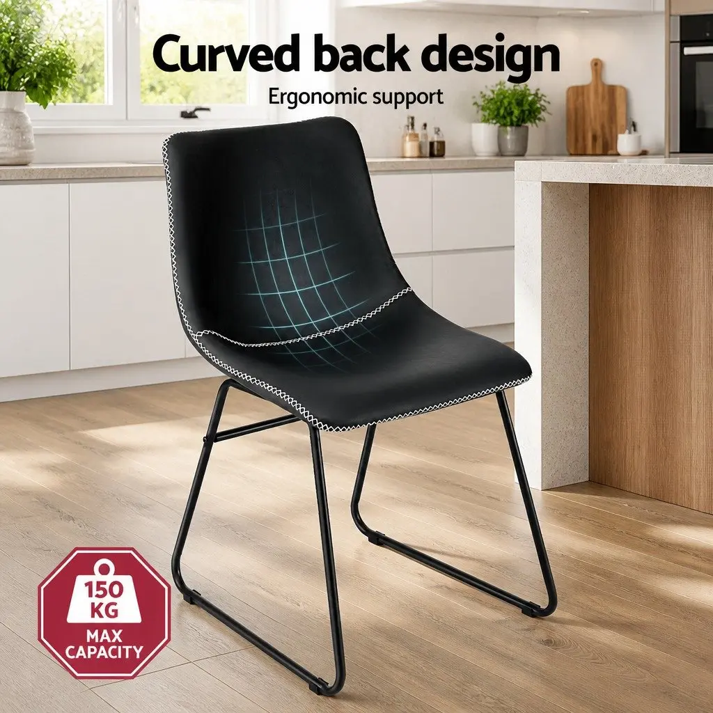 Dining Chairs Retro Black Accent Sled Legs 4 Piece