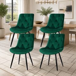 Set of 4 Green Velvet Dining Chairs for Your Home