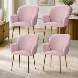 Friendly Set of 4 Cozy Velvet Dining Chairs