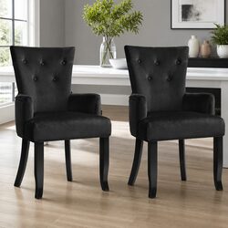 Set of 2 Comfortable French Provincial Velvet Chairs
