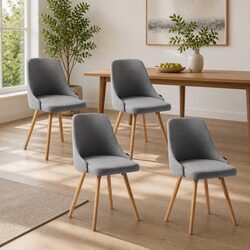 4 Grey Fabric Dining Chairs - Comfortable and Stylish