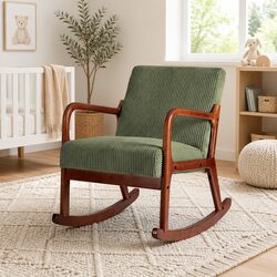 Stylish Modern Green Corduroy Rocking Armchair