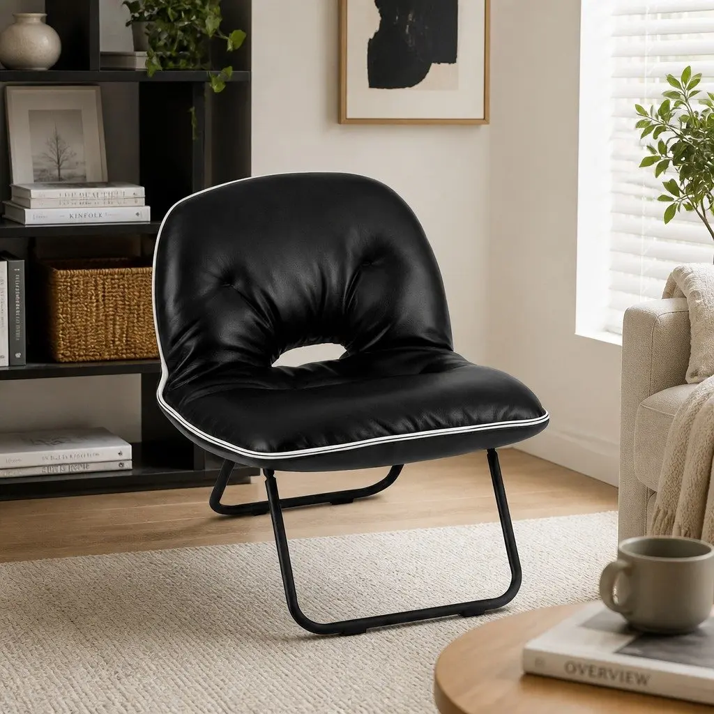 Portable Folding Chair 2-In-1 Tote Bag Lounge Seat Black