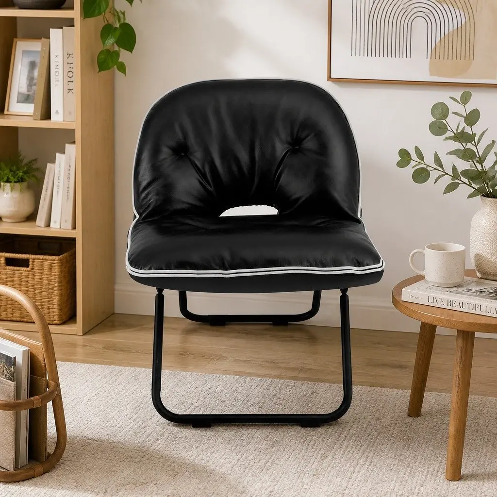 Portable Folding Chair 2-In-1 Tote Bag Lounge Seat Black