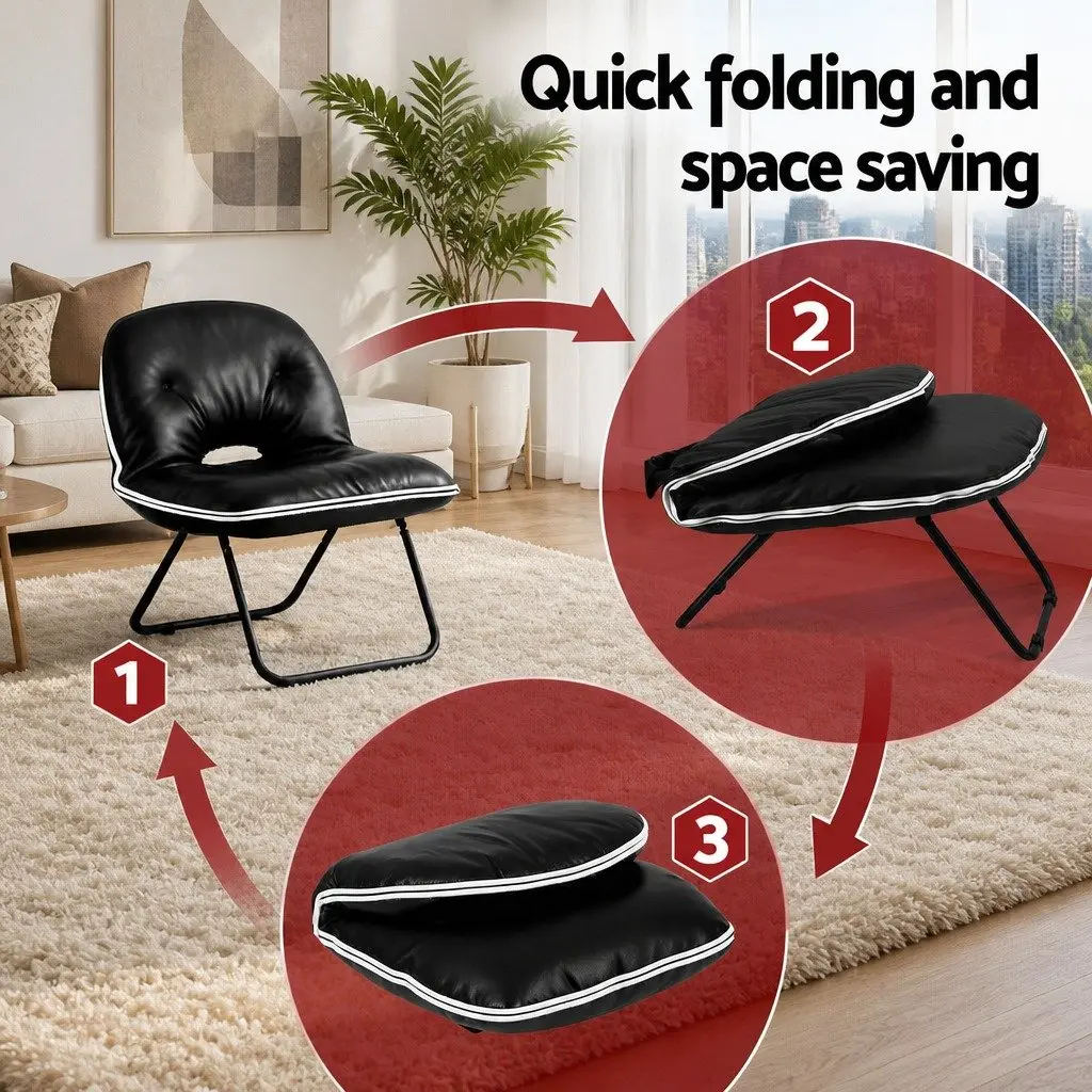 Portable Folding Chair 2-In-1 Tote Bag Lounge Seat Black