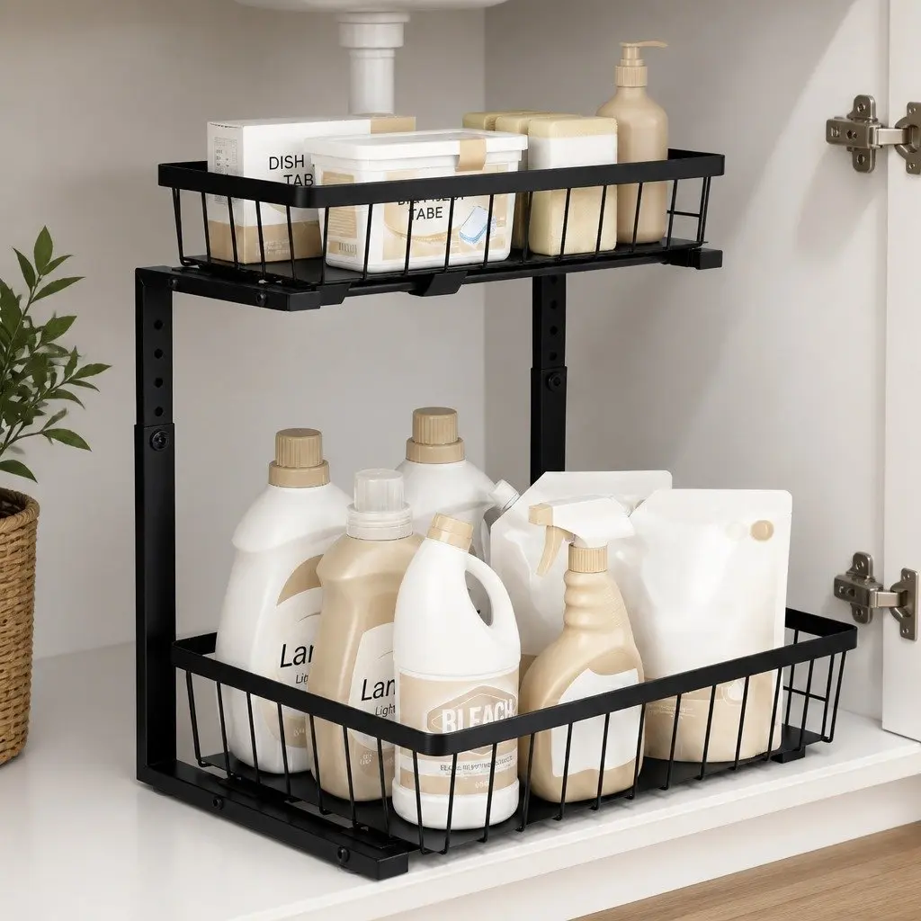 Under Sink Organizer with Adjustable Options