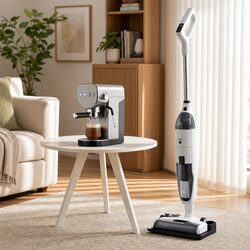 Cordless Wet Dry Vacuum Mop and Espresso Coffee Machine Combo Bundle