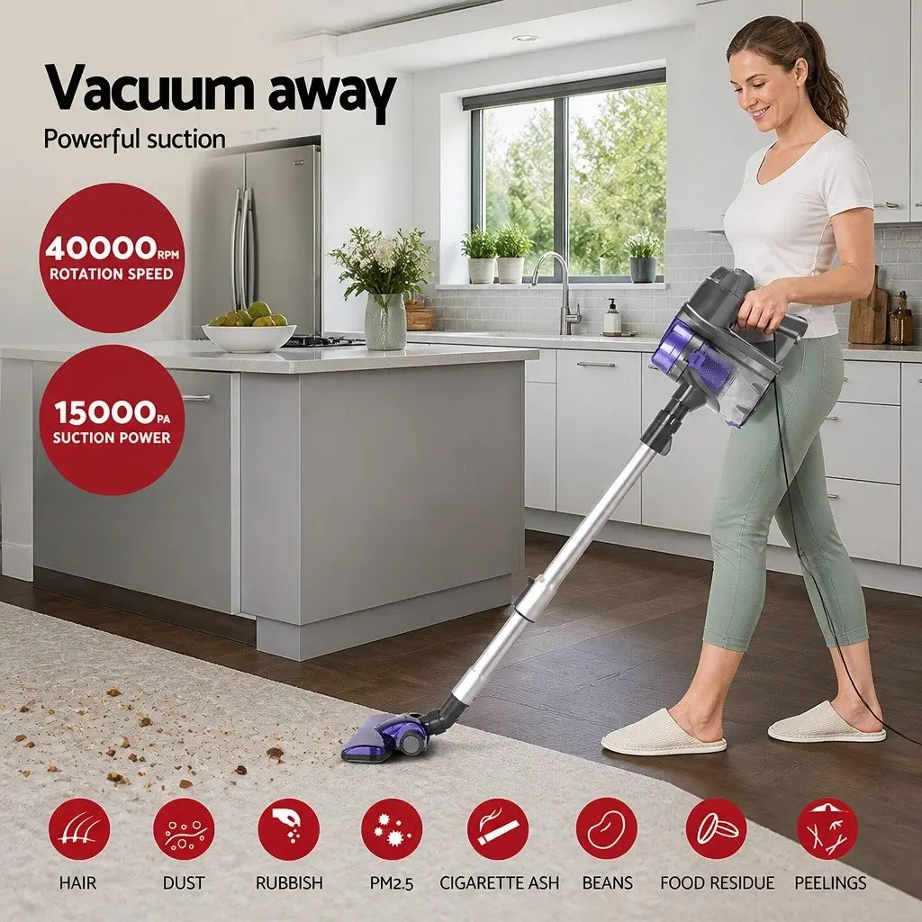 Stick Vacuum Cleaner Corded 450W Motorised Head Lightweight Handheld Converts 4 Metre Cable