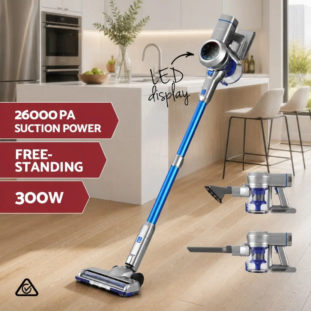Cordless Stick Vacuum Cleaner 300W Brushless Motor LED Display Self-Standing