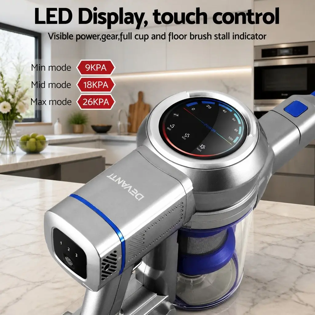 Cordless Stick Vacuum Cleaner 300W Brushless Motor LED Display Self-Standing