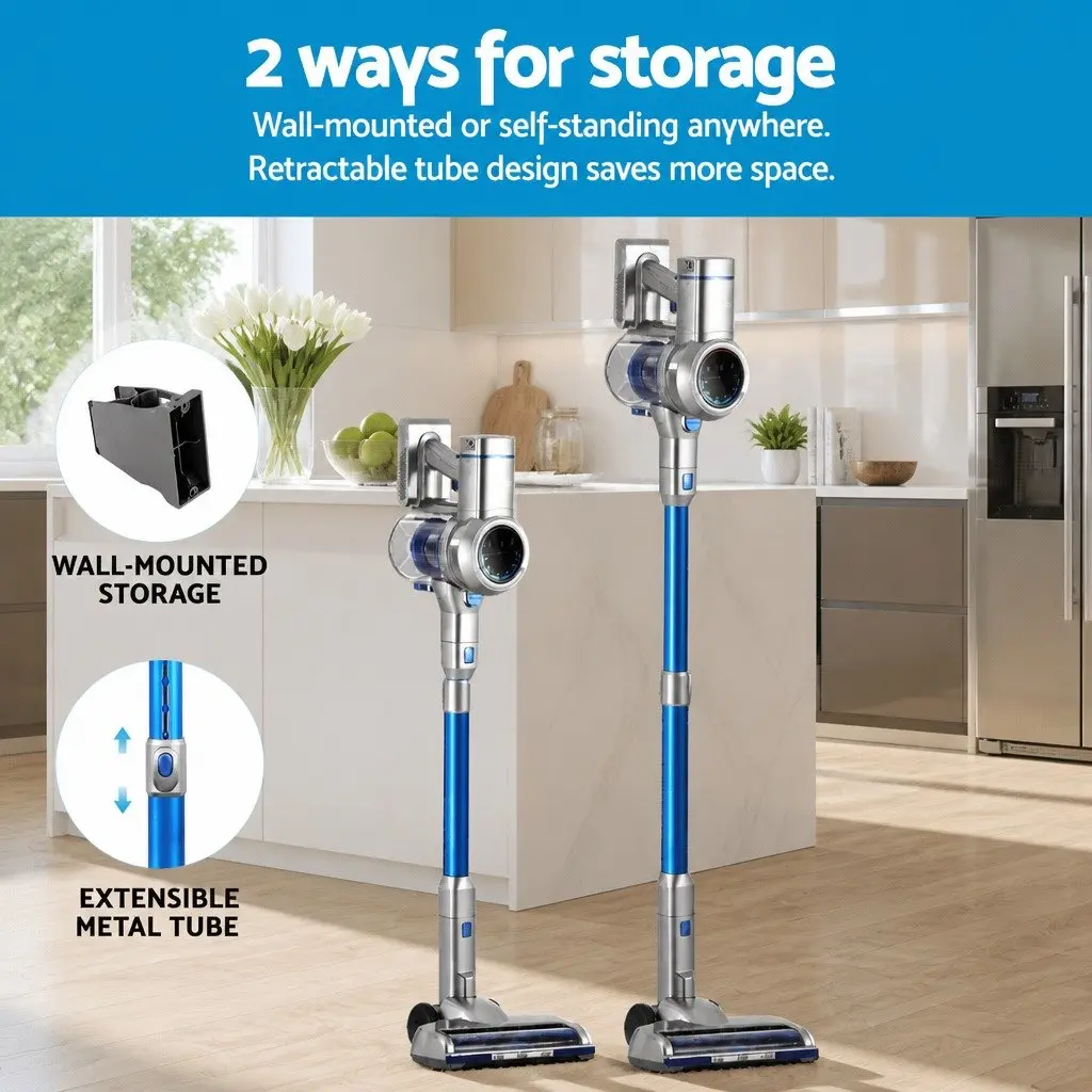 Cordless Stick Vacuum Cleaner 300W Brushless Motor LED Display Self-Standing