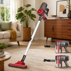 Stick Vacuum Cleaner Bagless Corded 500W Red Handheld Cleaning Powerful Suction