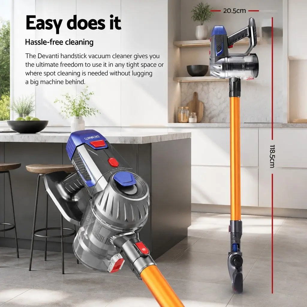 Bagless Cordless Handheld Stick Vacuum Cleaner Lightweight 150W Suction Gold