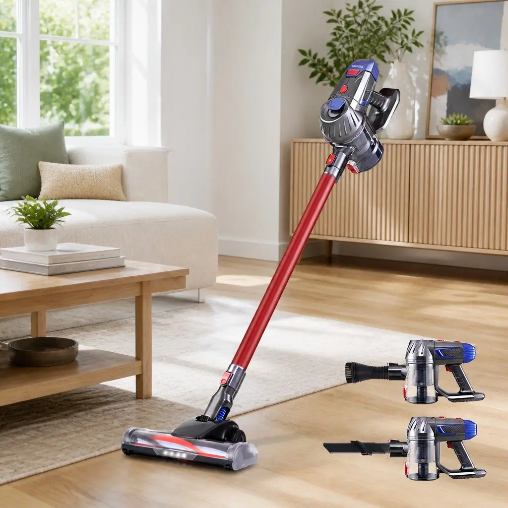 Cordless Stick Vacuum Cleaner Bagless Handheld Portable Cleaning Machine Red