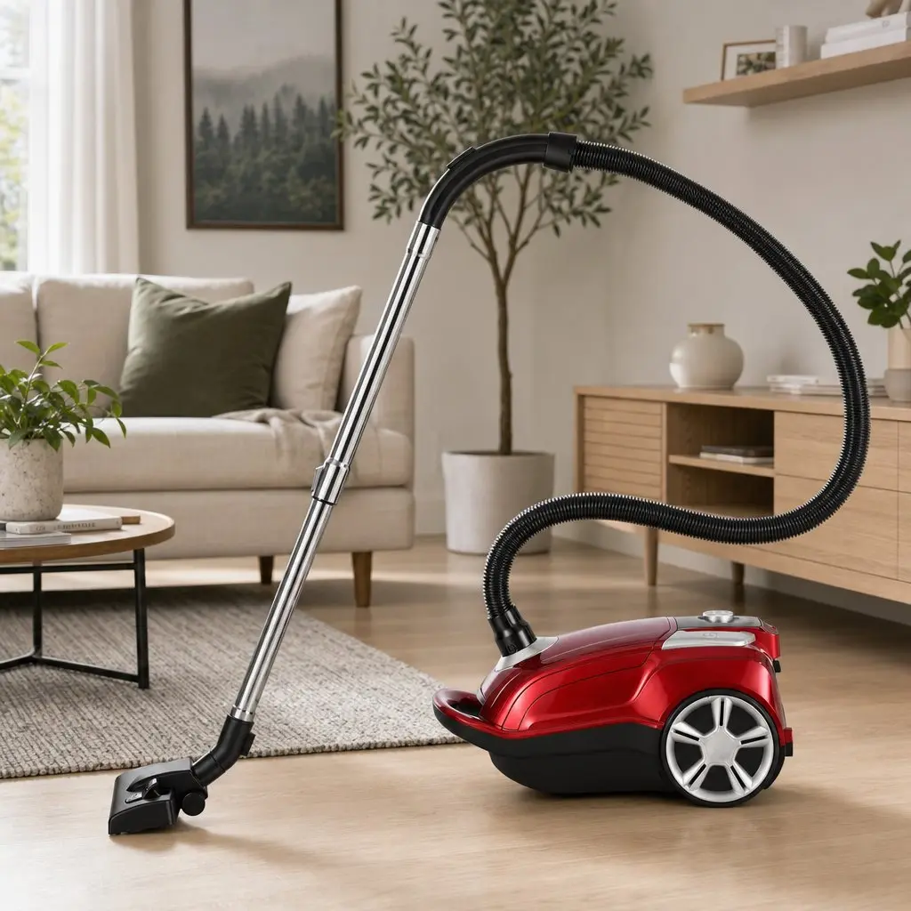 Bagged Canister Vacuum Cleaner 2000W Motor Red Powerful Suction Carpet Hard