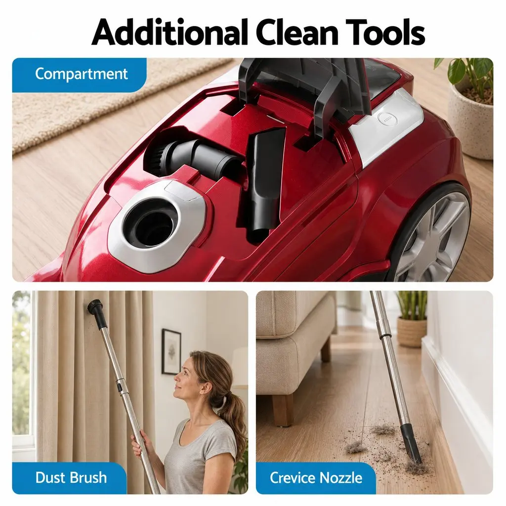 Bagged Canister Vacuum Cleaner 2000W Motor Red Powerful Suction Carpet Hard