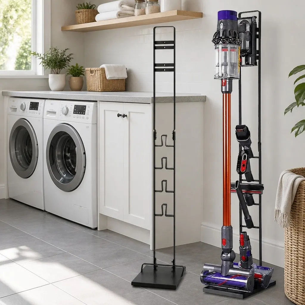 Vacuum Stand Freestanding Tower Organizer Black 11cm Width 127cm Height