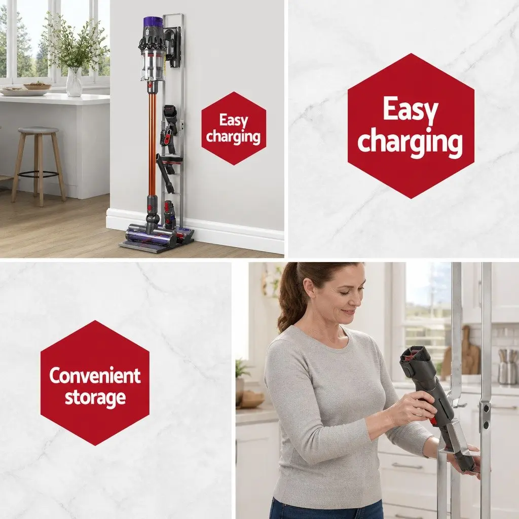 Freestanding Vacuum Cleaner Stand Tower Storage Compatible with Dyson V6 V7 V8 V10 V11 11cm Width 127cm Height