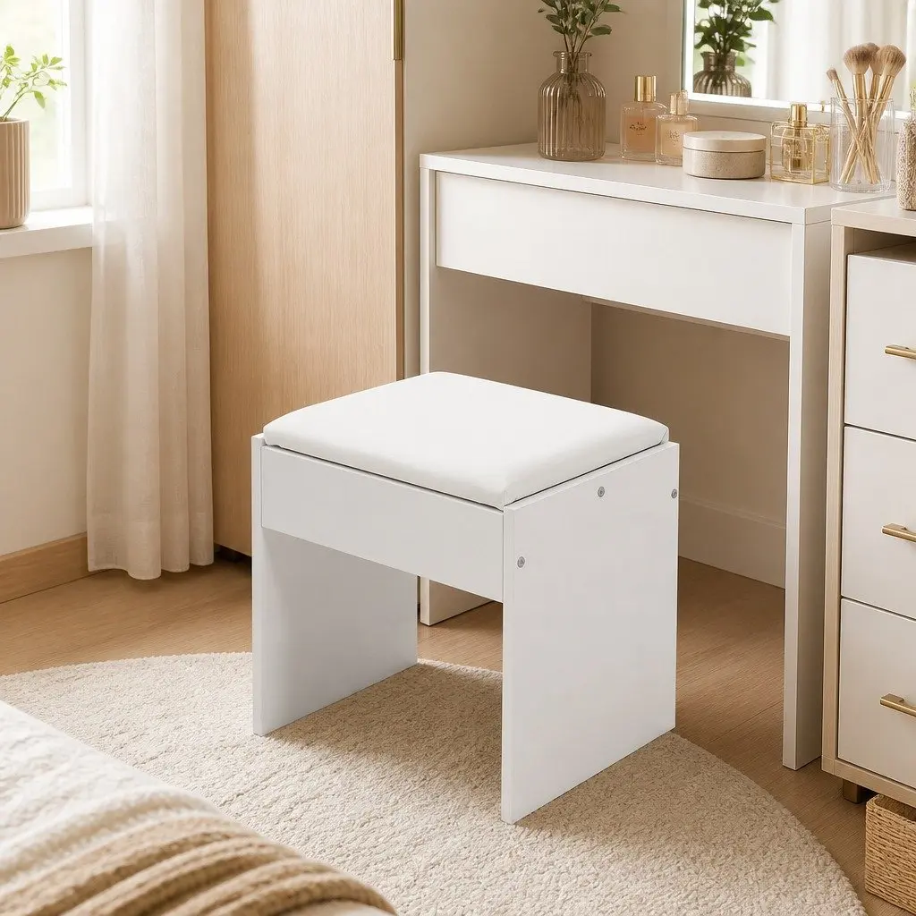 Dressing Table Set LED Mirror Adjustable Brightness 80cm x 42cm x 140cm