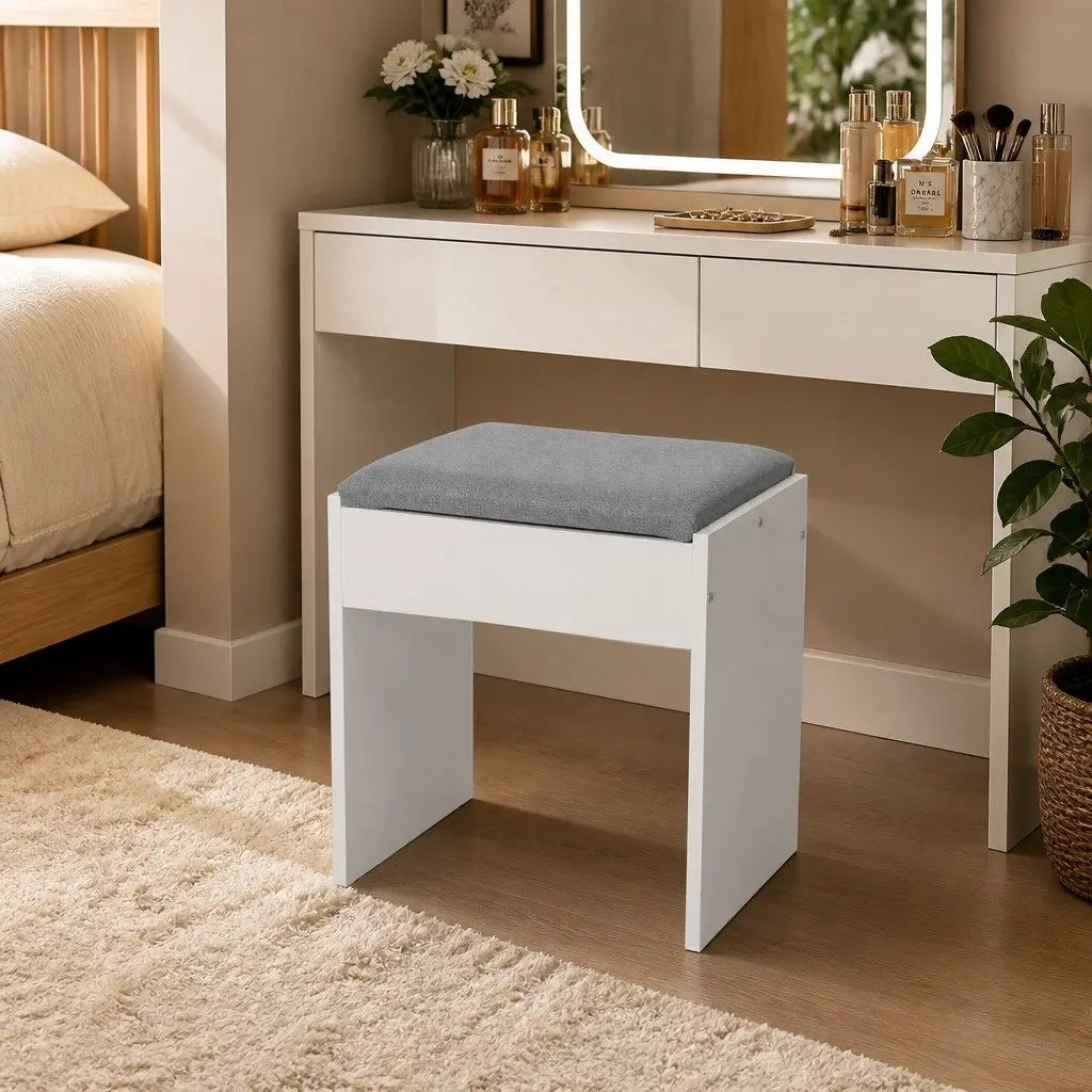 Dressing Table with LED Mirror 2 Drawers 2 Shelves White