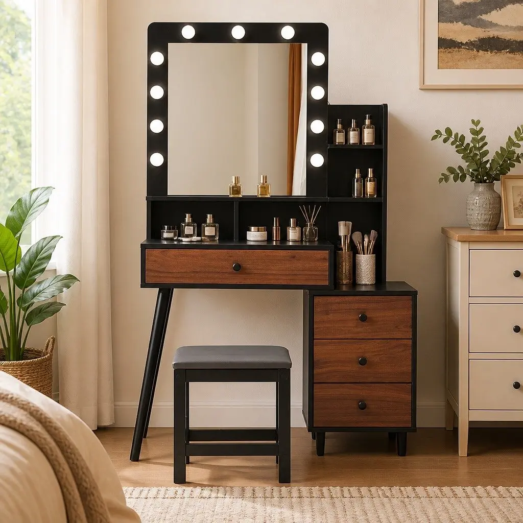 Dressing Table Stool Set with LED Lighting