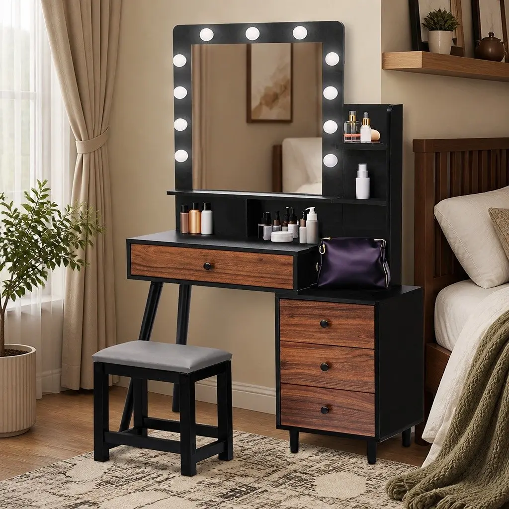 Dressing Table Stool Set with LED Lighting