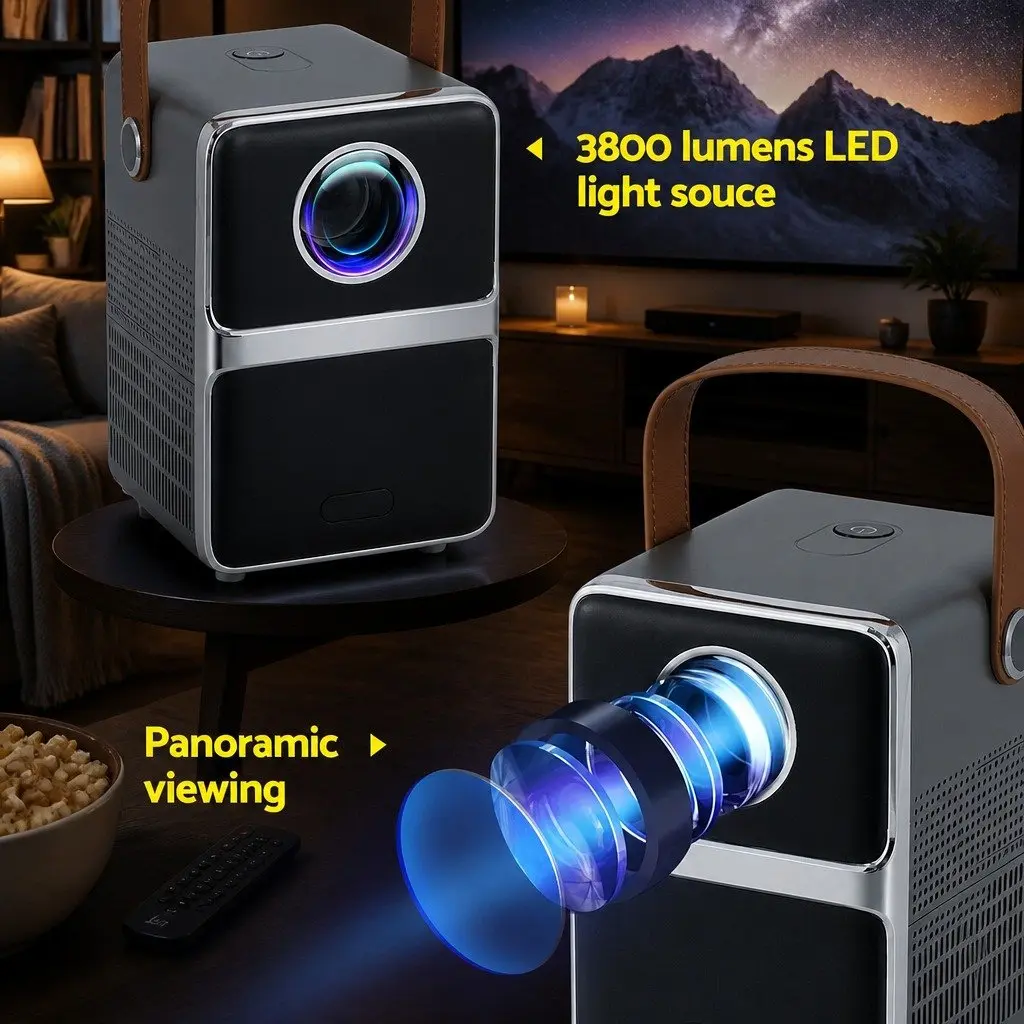 Portable Mini Video Projector 4K 1080P LCD Display 3800 Lumens