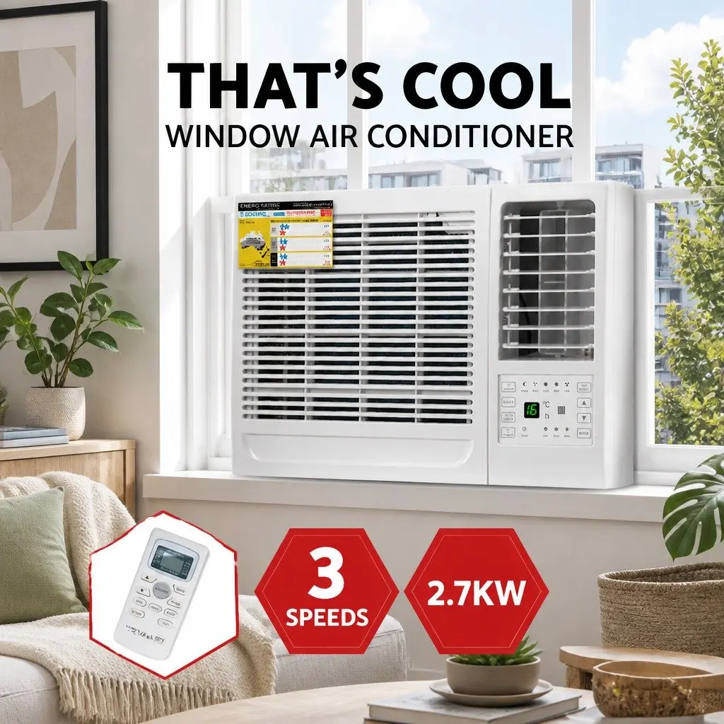 Window Air Conditioner Portable Cooling Unit 2.7kW LED Control White