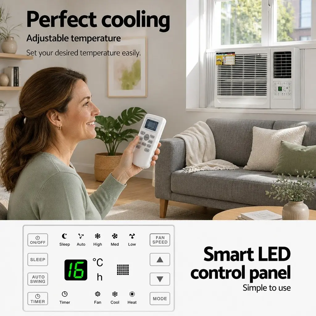 Window Air Conditioner Portable Cooling Unit 2.7kW LED Control White