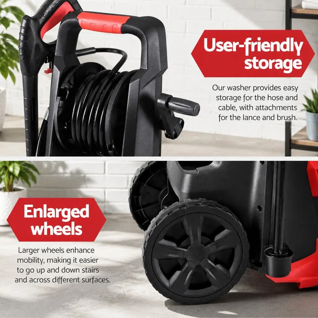 Electric High Pressure Washer 2800PSI Cold Water Cleaner Pump 30M Hose Gurney