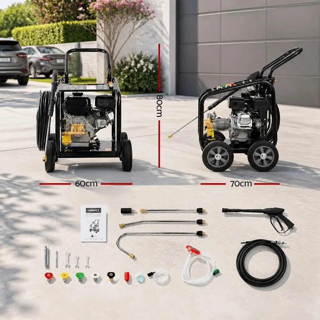 Petrol High Pressure Cleaner Washer 20M Hose Pump Water Blaster Gurney 3000psi