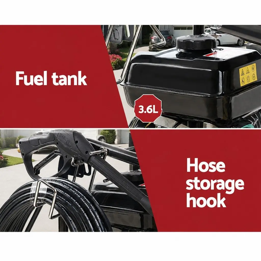 Petrol High Pressure Cleaner Washer 20M Hose Pump Water Blaster Gurney 3000psi
