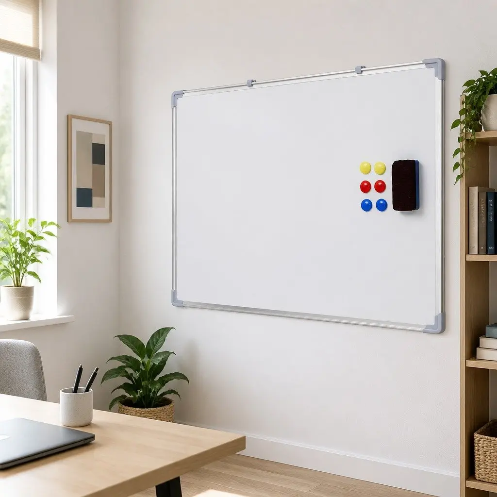 Magnetic Whiteboard 60x90cm Double-Sided Erase Board Marker Eraser Tray Yellow