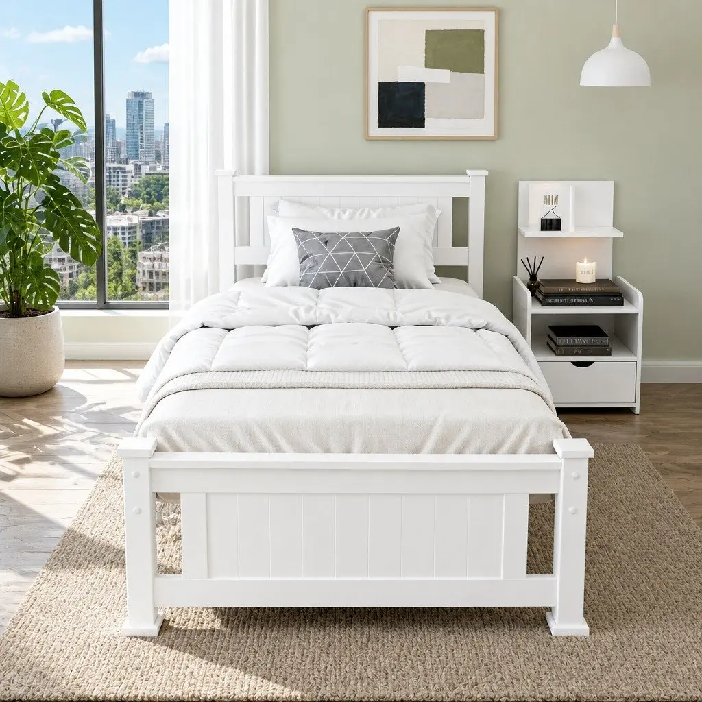 King Single Bed Frame and Nightstand Set