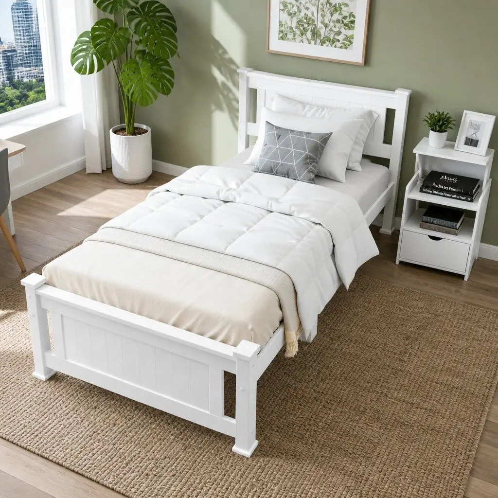 King Single Bed Frame and Nightstand Set