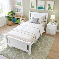 King Single Bed Frame with Bedside Table Wooden Storage Bedroom Furniture Set