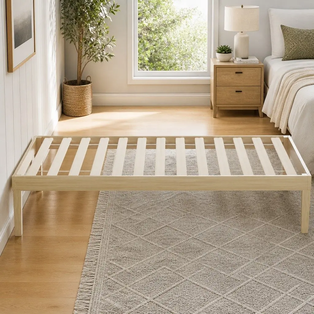 Single Bed Frame Wooden Base Pinewood Slatted Easy Assembly 190 x 96 x 36 cm