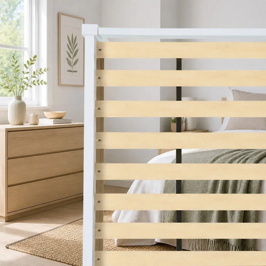 Double Bed Frame White Wooden Pine Bedroom Furniture with Under Bed Storage